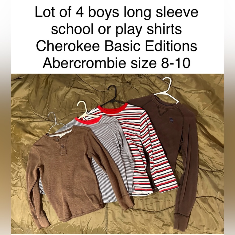 4 boys long sleeve school play shirts Cherokee Basic Editions Abercrombie s 8-10